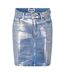 Womens/ladies Metallic Denim Mini Skirt Blue AmyLynn-1