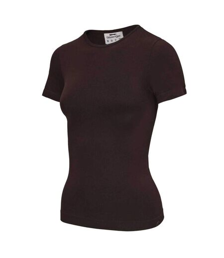 Pack Of 2  Womens/ladies Crew Neck Slim T-shirt  Chocolate White Slazenger