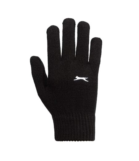 Unisex Adult Knitted Gloves Black Print Slazenger