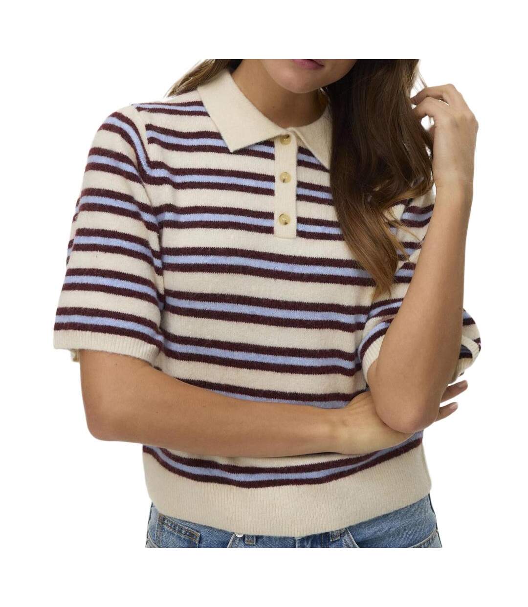 Pull beige/bleu/bordeaux femme vero moda vmocanna-1
