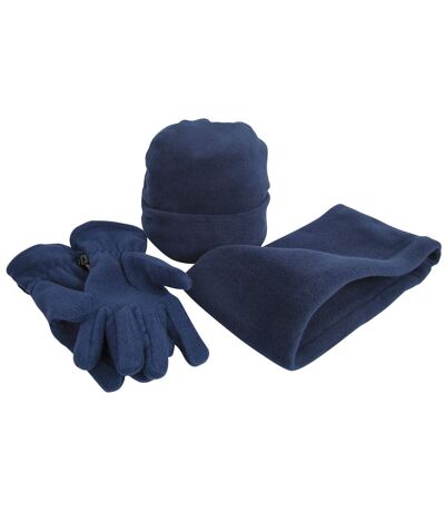 Result Unisex Active Fleece Anti-Pill Winter Hat, Gloves & Neckwarmer Set (Navy)