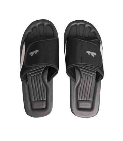 PDQ Mens Surfer Touch Fastening Beach Mule Pool Shoes (Black/Grey) - UTDF615