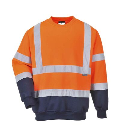 Portwest Mens Contrast Hi-Vis Safety Sweatshirt (Orange/Navy) - UTPW394