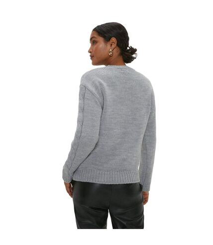 Womens/ladies cable knitted jumper grey Dorothy Perkins