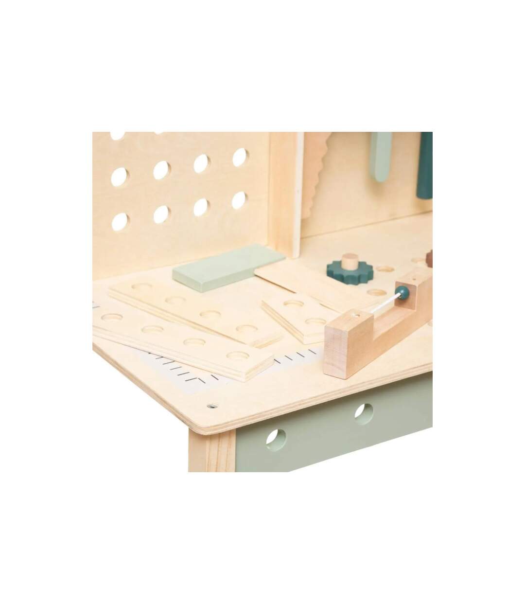 Établi de Bricolage Enfant Forêt 75cm Beige & Vert-4