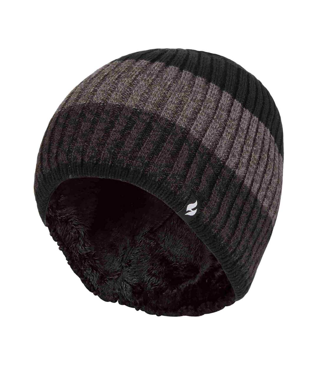 Mens Striped Turnover Cuff Knitted Thermal Beanie Hat for Winter-2