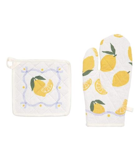 Gant & Manique de Cuisine Fruity 32cm Blanc