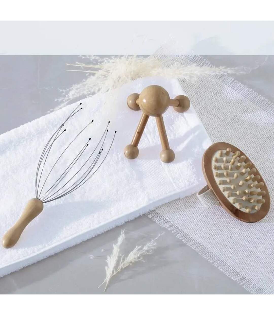 Coffret Massage 3 Pièces Bois 25cm Naturel-2