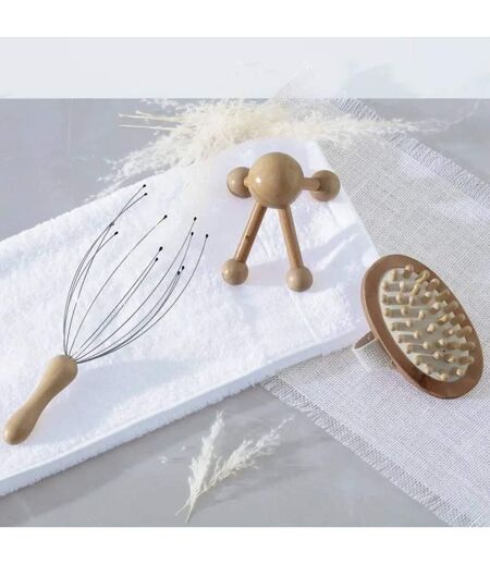 Coffret Massage 3 Pièces Bois 25cm Naturel