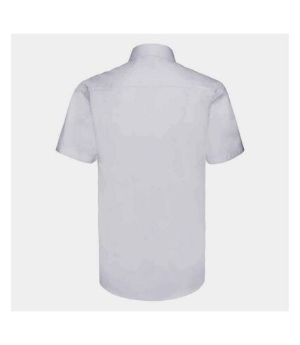 Russell Collection Mens Herringbone Short-Sleeved Formal Shirt (White) - UTPC5989