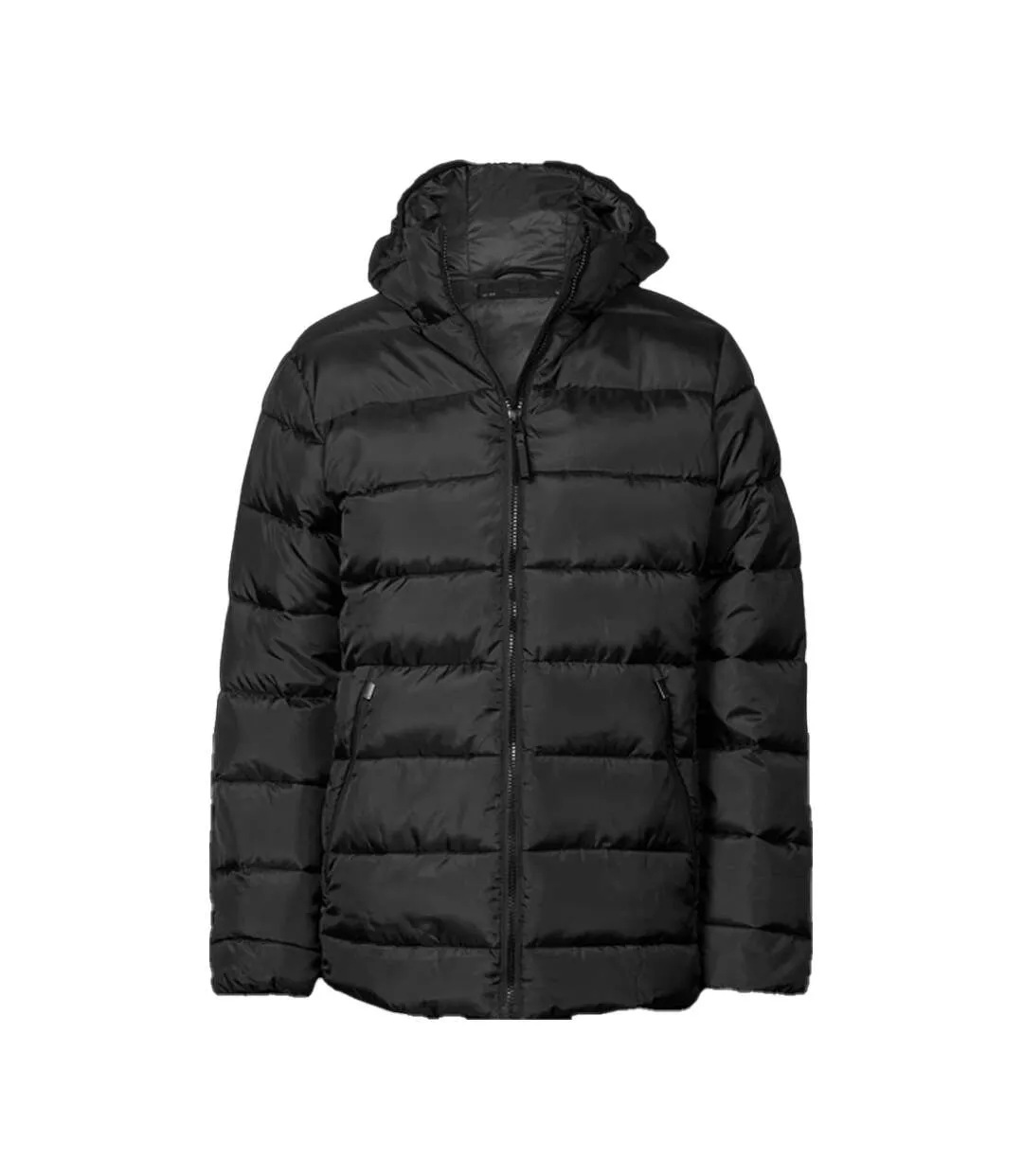 Womens/ladies Lite Hooded Padded Jacket Black Tee Jays-1