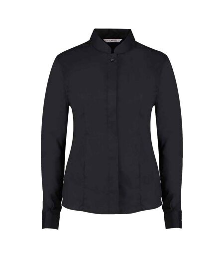 Kustom Kit Womens/Ladies Mandarin Collar Long-Sleeved Shirt (Black) - UTPC6257