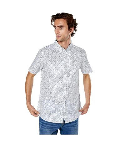 Mens peak ditsy print short-sleeved shirt white Maine