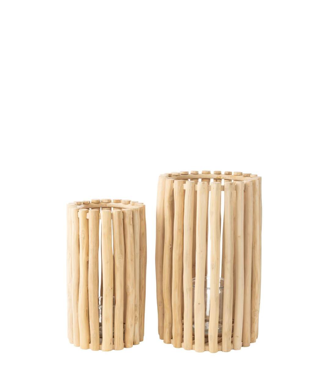 Lot de 2 Lanternes en Teck Myrtle 60cm Naturel-2