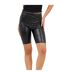 Womens/ladies Leather Effect Cycling Shorts Black Brave Soul-2