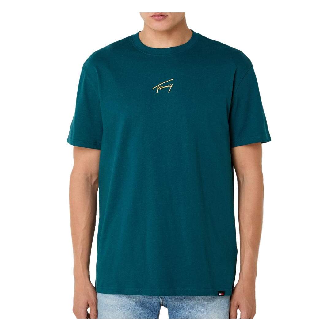 T-shirt Vert Foncé Homme Tommy Hilfiger Signatu - L-1