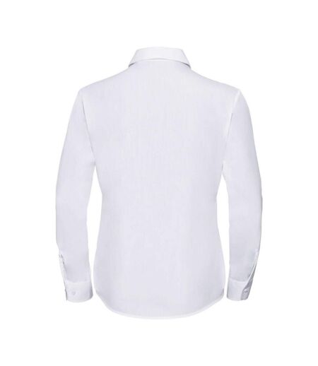 Womens/ladies Poplin Easy-care Long-sleeved Formal Shirt White Russell Collection