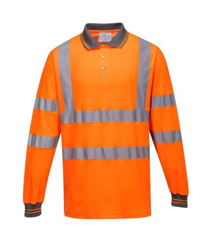 Portwest Mens Hi-Vis Long-Sleeved Safety Polo Shirt (Orange) - UTPW615
