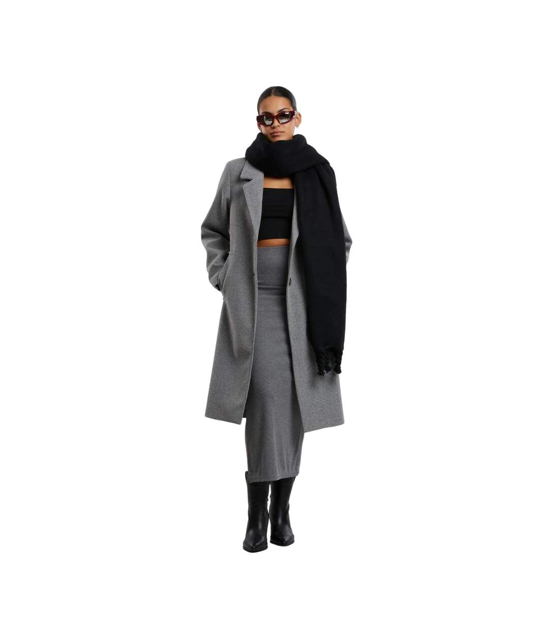 Jupe Longue Motif/style Côtelé Femme Gris Foncé Chiné Urban Classics-1