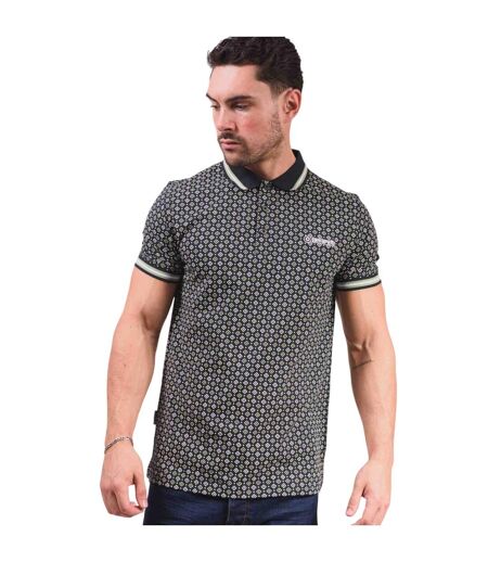Polo Motif/style Géométrique Homme Bleu Marine Basilic Lambretta