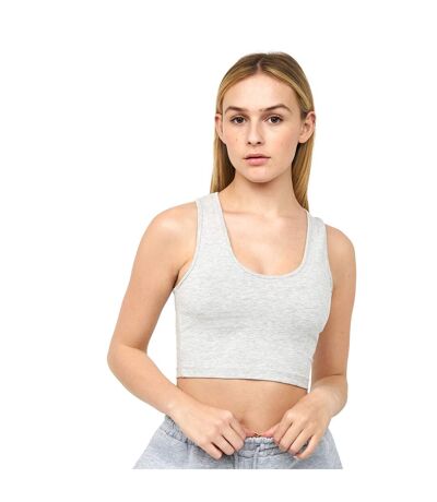 Womens/ladies mazey cropped vest top grey marl Juice