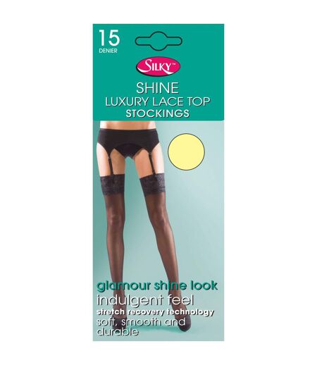 Shine Bas Satinés Pour Porte-jarretelles 1 Paire Femme Crème Silky
