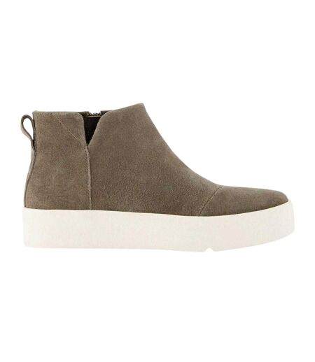 Womens/ladies Minimalist Suede Wedge Mid Boots Green Toms