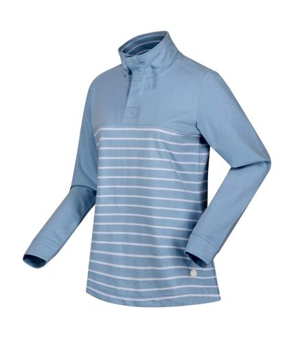 Regatta Womens/Ladies Bayla Striped Button Neck Sweatshirt (Powder Blue/White) - UTRG8868