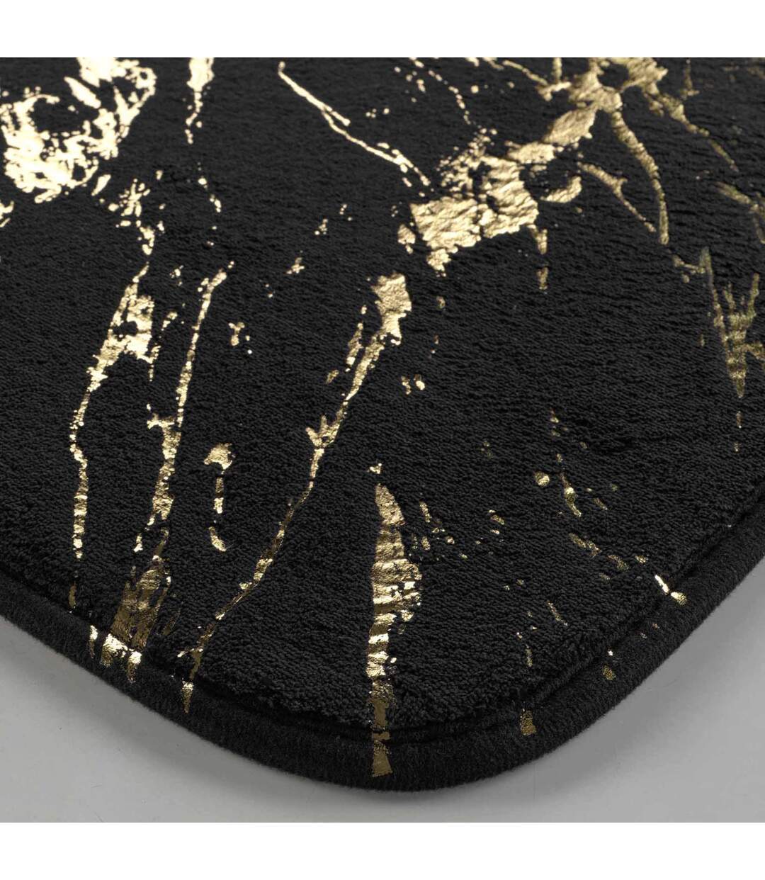 Tapis Contour WC Imprimé Aquamarbre 45cm Noir & Or-2
