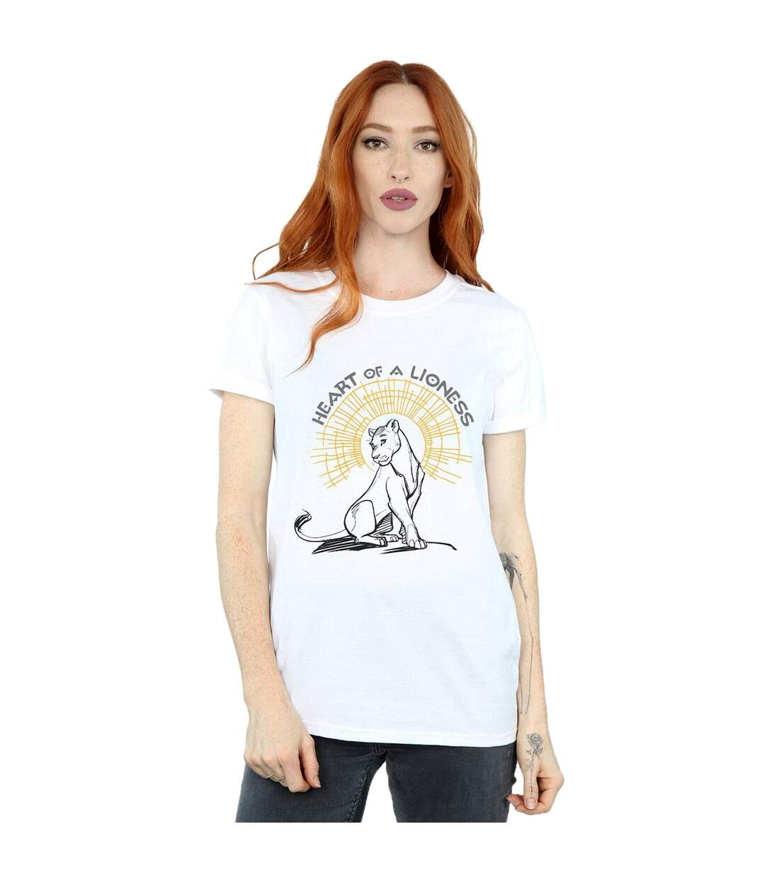 Disney Womens/Ladies The Lion King Movie Heart Of A Lioness Cotton Boyfriend T-Shirt (Blanc) - UTBI29241-2