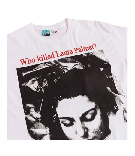 T-shirt Motif/style Imprimé Au Dos Who Killed Laura Palmer? Adulte Blanc Twin Peaks