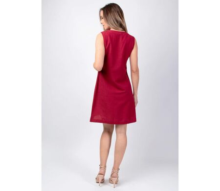 Robe courte tailleur ONDINE unie framboise Coton Du Monde