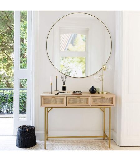 Console 3 tiroirs en cannage RAYO - Beige