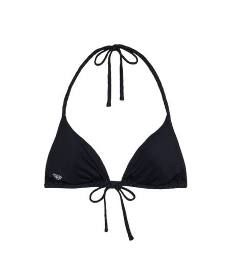 Womens/ladies Twist Triangle Shell Bikini Top Black Chelsea Peers