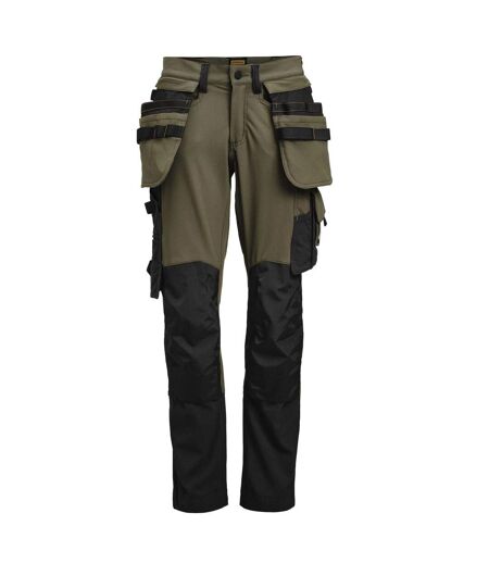 Womens/ladies Craftsman Stretch Trousers Olive Green Black Jobman