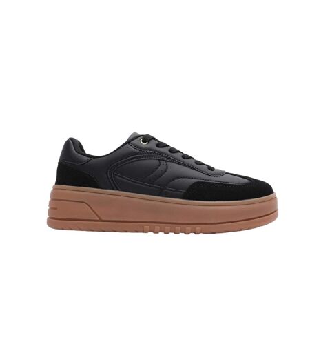 Womens/ladies Casual Low Wedge Trainers Black Where´s That From