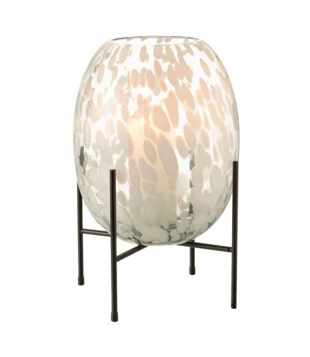 Vase sur Pied Design Tâche 38cm Gris & Blanc
