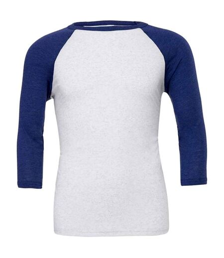 Unisex adult 3/4 sleeve baseball t-shirt white/navy Canvas