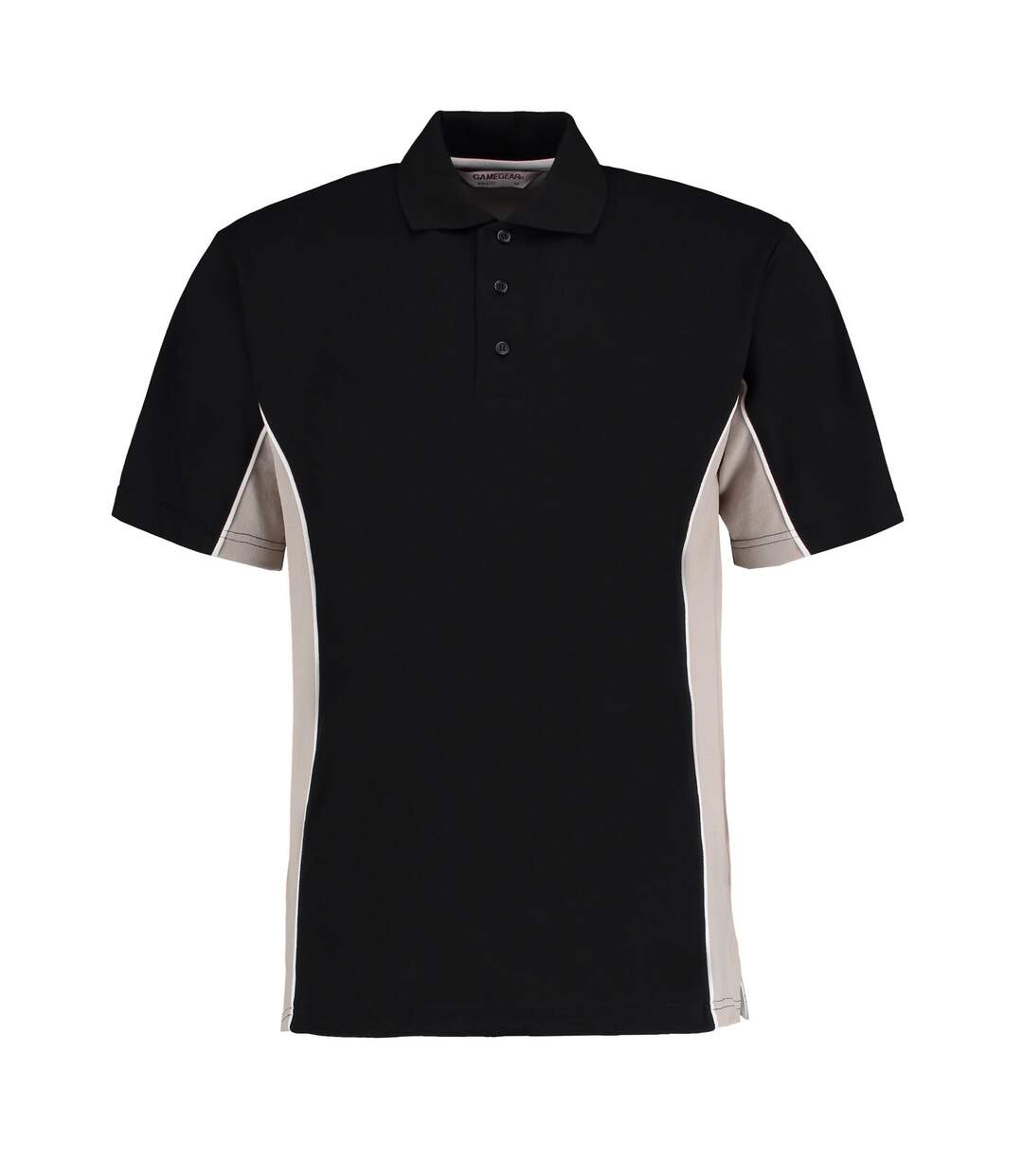 Mens track polycotton pique polo shirt black/gray GAMEGEAR