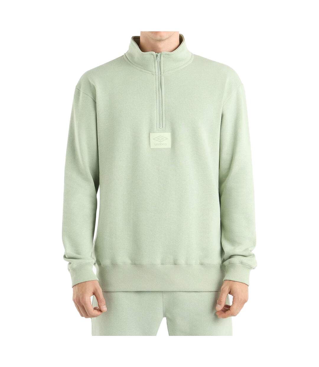 Mens Logo Quarter Zip Fleece Top Frosty Green Umbro-2