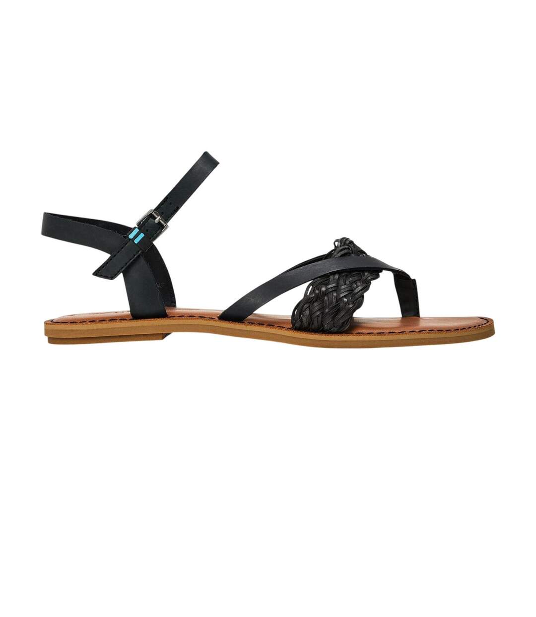 Womens/ladies Lexie Woven Flat Sandals Black Toms-1