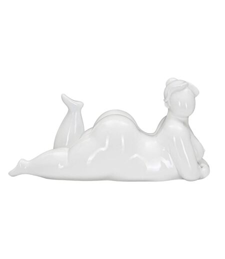 Statuette Femme Couchée en Résine Yoga 32cm Blanc