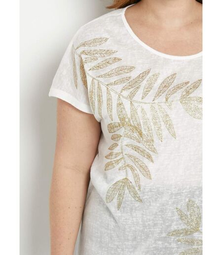 T-shirt col rond maille flammée motif doré