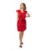 Robe femme casual chic Vera imprimé floral rouge Coton Du Monde