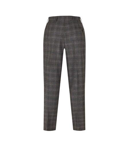 Mens Plaid Straight Trousers Grey Ted Baker