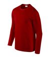 Gildan Pack of 5 Mens Soft Style Long Sleeve T-Shirt  (Red)
