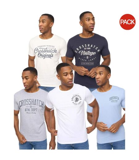 Pack of 5  Mens collegetheme assorted designs t-shirt  multicoloured Crosshatch