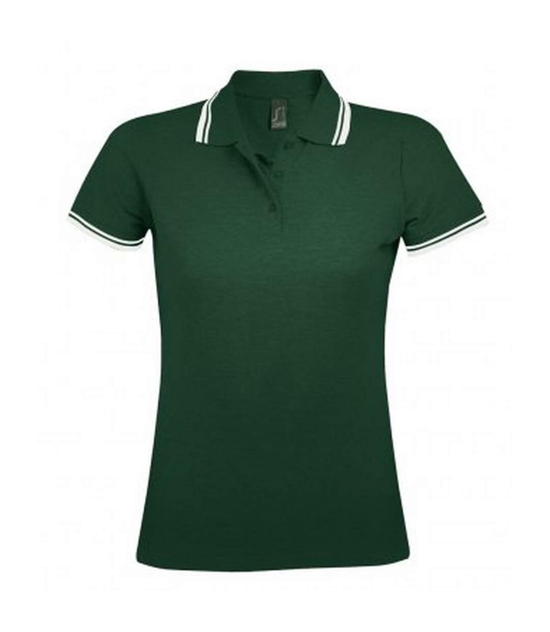 Polo manches courtes pasadena femme vert forêt/blanc SOLS-1