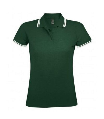 Polo manches courtes pasadena femme vert forêt/blanc SOLS