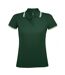 Polo manches courtes pasadena femme vert forêt/blanc SOLS-1